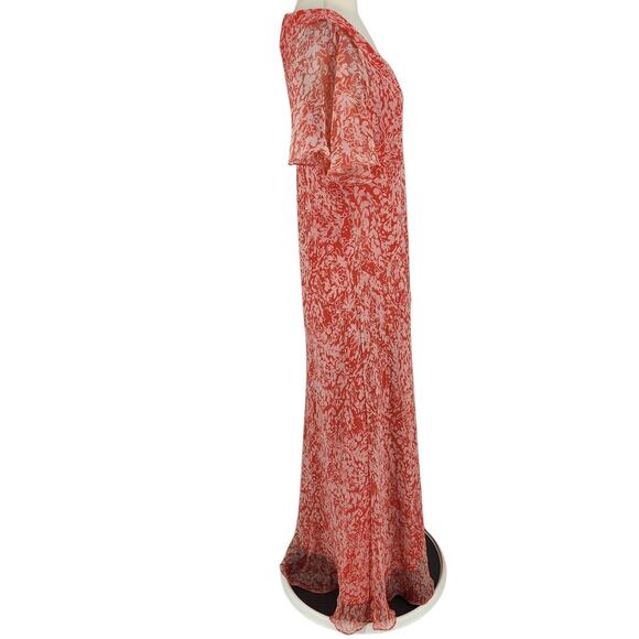 Vintage 90s Coldwater Creek 100% Silk Maxi Dress Pink Floral Print Size 12 - Picture 5 of 6